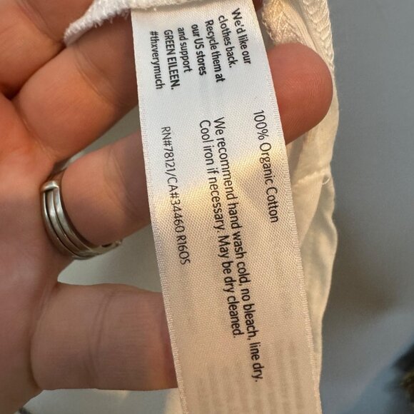 EILEEN FISHER mandarin collar jersey top in white size L - Picture 7 of 8